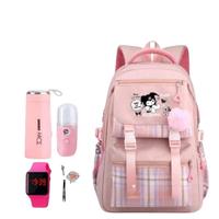 Gambar Tas Ransel Sekolah Anak Perempuan 5 in 1 "KUROMIII CUTE" Free Gift Botol Tumblr+Nano Sprai+Jam LED+Accesories Gantungan Murah Fashion - Hitam dari BENEFICIA STORE undefined 5 Tokopedia