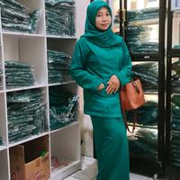 Gambar Seragam PKK hijau toska (setelan panjang&pdk) Wanita - Stelan Panjang + Hijab sg4, S dari Aliesa Collection undefined 5 Tokopedia