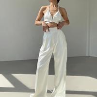 Gambar Ayana Set setelan putih white bali pantai summer outfit crop top sexy atasan tali ikat lilit halter bali baju celana panjang pants long dinner date leher bra kemben bralette dalaman blazer mini broken satin beach pantai club kapal sailing boat pool party - S, Top Only dari TMBM.SWIMWEAR undefined 3 Tokopedia