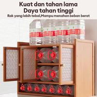 Gambar LOVE Rak Dapur Rak cangkir Lemari Penyimpanan Desktop susun Tipe Laci Organizer Tahan Debu Kaca Kayu alat alat meja kpop - 3P:68*28*51CM dari LOVELY HOME1 undefined 3 Tokopedia