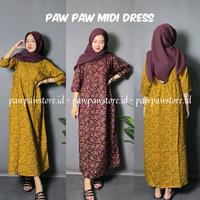 Gambar DASTER ONLY Miranda Midi Dress Daster Lengan 3⁄4 bahan Rayon Viscose Lembut  Wanita Hamil Busui friendly - Bunga Mustard dari pawpawstore.id undefined 1 Tokopedia