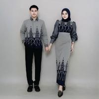 Gambar Baju Couple Dress Padma Cemara abu biru Set Couple Tenun kemeja & gamis kondangan prewedding setelan wanita hitam panjang setelah pasangan wanita terbaru simpel baju Sarimbit Keluarga Lebaran Muslim Koko Dewasa Remaja Katun Batik Pesta Pendek Kombinasi - Dress padma, Xs dari VIBES TENUN JEPARA undefined 3 Tokopedia