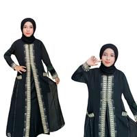 Gambar Gamis Abaya Anak Nafisah Terbaru Bordir Mix Permata - Baju Muslim Perempuan 5-12tahun Lembut Dan Nyaman - Hitam Gold, S dari Nikita Jaya Fashion undefined 1 Tokopedia
