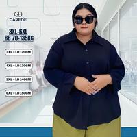 Gambar Garede - Kemeja Wanita Oversize Jumbo Big Size LD 120 130 140 150 Rayon Twill Premium Hitam - Putih, 3XL dari Garede Official Store undefined 1 Tokopedia