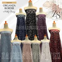 Gambar 1/2 Meter Kain Organza Bordir / Tile Organza Motif Bunga Payet Stone Mewah / Kebaya Organza / Seragam Bridesmaid Organza - Navy dari zainasistertex undefined 3 Tokopedia