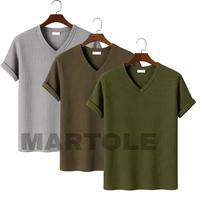 Gambar MARTOLE Paket 3pcs Kaos Polos Waffle Knit Premium V-neck Pria Wanita Dewasa Terlaris Nyaman Adem Lembut Versatile Untuk Cuaca Berterik Dan Hujan Size M L XL - hitam misti mocca, M dari martole undefined 3 Tokopedia