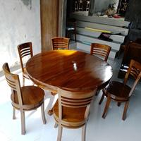 Gambar Set Meja Makan Bundar Kayu Jati Jepara dengan Kursi 6 Asli Furniture - Harga Murah bulat dari Mebel Rahayu undefined 3 Tokopedia