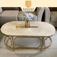 Gambar ESTETIKA FURNITURE INDONESIA  Meja Tamu Minimalis Marmer Oval Mozza Coffe Table P 100 cm Kaki Gold Luxury dari Estetika Furniture Indonesia undefined 3 Tokopedia