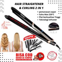 Gambar Catok Rambut Kemei KM-2219 Infrared 2IN1 Meluruskan Dan Mengerinting Dengan Teknologi Keramik Ionic - Curly, Black  Catokan  Straightener dari Toko Khaira undefined 1 Tokopedia