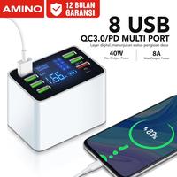Gambar AMINO 8 USB Port Multi Port Charger QC 3.0/PD Fast Charging LED Function 40W Putih - Putih, 8 USB Port dari AMINO Shop Indonesia undefined 2 Tokopedia