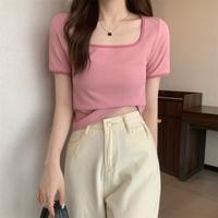 Gambar Kaos Crop Top Rib Lengan Pendek Leher Persegi Merah Muda Wanita Kekinian - Merah Muda, S dari BTATKAOSOFFICIALSHOP undefined 1 Tokopedia