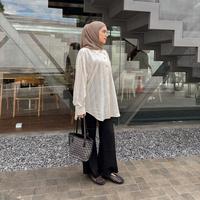 Gambar Bainada - Anaia Sheer Tencel Oversized Shirt - Ivory dari B A I N A D A undefined 3 Tokopedia