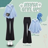 Gambar Setelan One Set Wanita 3in1 Cutbray + Kemeja Salur + Hijab | OOTD Simpel Jalan Kuliah Kantor Modis Casual Kekinian | Satu Set Blouse Lengan Panjang BJ59 - Kemeja dari BY.LYNCI undefined 1 Tokopedia