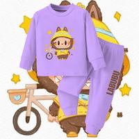 Gambar Setelan anak anak lengan panjang Labubu Biycle Setelan anak anak baju tidur anak gemes Cewek Cowok Bahan katun One set atasan lengan panjang dan bawahan lengan panjang - Ungu, S dari LULLABYCLOTH_NEW undefined 1 Tokopedia