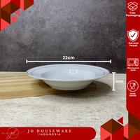Gambar TEBUS MURAH SET 12 PCS Piring Pasta Lismas Keramik Putih List Diameter 22 cm piring soup 8,75 inch A002 dari jo houseware indonesia undefined 2 Tokopedia