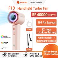 Gambar [New] JAMAY F10 Kipas Angin 3 in 1 High-speed Portable Handheld Turbo Fan kipasanginportable 12H Battery Life Digital Display With RGB Ambient Lighting and Torch Function Strong Wind 199 Gear Wind Speed Adjustable Turbo kipas Led Merah Putih - F9 Merah Muda dari JAMAY.ID undefined 1 Tokopedia
