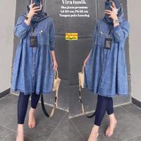 Gambar READY VIRA TUNIK JEANS TERBARU ATASAN TUNIK JEANS WANITA Midi Panjang Muslim dari Husnulfashiongrosir undefined 4 Tokopedia