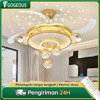 Gambar 【COD】Kipas Angin Plafon Lampu 2in1 Lampu kipas langit-langit multifungsi Lampu kipas remote lampu  gantung lampu  gantung  abstrak Minimalis Kamar Putih - B9-G【3 Warna/6 Kecepatan angin/Remote kontrol】 dari GOGEOUS Lampu store undefined 1 Tokopedia