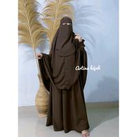 Gambar gamis syar'i set hijab | gamis syar'i set cadar bandana wolfis luxury halus - hitam, S dari Artina hijab_NEW undefined 5 Tokopedia