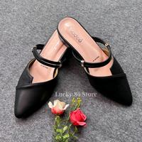 Gambar FLADEO Sandal Selop Wanita Heels 3cm HL Shoes Pesta Kondangan Mewah - Black, 36 dari Lucky.89 Store undefined 3 Tokopedia