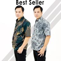 Gambar Kemeja Batik pria Lengan pendek Harga Grosir Baju Katun Lembut Motif Nyaman - mahesa biru, XXL dari Lion Shop Batik undefined 3 Tokopedia