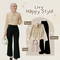 Gambar OOTD Hijab Style One Set ( Blouse Ruffle + Cutbray + Pasmina Ceruti Babydoll ) Outfit Setelan Korean Style Remaja - LT138 - Oneset 3in1 dari TrendyWardrobe undefined 1 Tokopedia