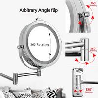 Gambar Folding Arm Extend Bathroom Mirror with LED Light 7 Inch Wall Mounted Double Side Smart Cosmetic Makeup Mirrors Mirror Wall dari Arkana77 undefined 4 Tokopedia