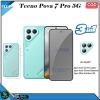 Gambar Paket 3in1 Tempered Glass Privacy Untuk Tecno Pova 7 4G 5G 7 Pro 5G 7 Ultra Anti Gores Anti Full Layar - 3IN1 TG BENING, Tecno Pova 7 Pro 5G dari shofia Star undefined 3 Tokopedia