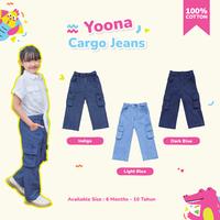 Gambar Little Me - Celana Cargo Jeans Anak Perempuan Yoona Cargo Jeans Usia 6 bulan - 8 tahun - Indigo, 3-4 years dari Little Me undefined 1 Tokopedia