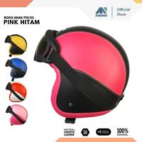 Gambar Helm Anak Bogo Retro Polos SNI 2 3 4 5 6 7 Tahun Lucu Unik Berkendara Aman Kacamata Berbagai Varian Warna - BIRU HITAM dari Ainama Helmet undefined 5 Tokopedia