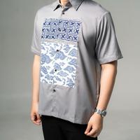 Gambar IDRYS - Kemeja Batik Pria Pendek- MEGA MENDUNG ABU-ABU - Lengan Pendek Modern Kombinasi Polos Bahan Katun Lembut Baju Kantor - L dari Idrys.store undefined 5 Tokopedia