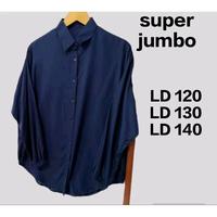 Gambar atasan wanita super jumbo LD 140 LD 130 muat sampai bb 100kg lengan panjang karet kemeja oversize nyaman blouse Baju Casual Dewasa Kerja Kancing - pjg hitam, LD 120 dari SANDANG SELARAS.ID undefined 5 Tokopedia