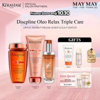 Gambar Kerastase Discpline Oleo Relax Triple Care - Untuk Rambut Megar, kusut & Sulit Diatur (Shampo Bain Oleo Relax 250ml + Kondisioner 200ml + Hair Oil 75ml) dari MAY MAY SALON ID undefined 1 Tokopedia