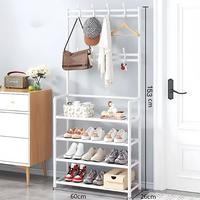 Gambar Rak Sepatu Dan Topi Serbaguna 4 Susun Anti Karat Rak Sepatu Besi Hemat Ruang Mantel Stand dengan Dan Kait - Hitam dari HOKKY-SHOP undefined 5 Tokopedia