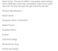 Gambar Raket Badminton Victor Thruster K HMR L / THRUSTER HMR dari Lefin Sport undefined 2 Tokopedia
