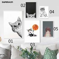 Gambar Superain Kawaii Animal Cat Art Canvas Poster Minimalist Painting dari MOROORENE undefined 5 Tokopedia