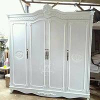 Gambar Lemari Pakaian Pintu 4 Kayu Jati Ukir Simpel Warna Putih Free Ongkir dari TOKO TEMPAT MEBEL JEPARA ASLI undefined 1 Tokopedia