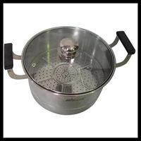 Gambar Panci Stainless With Steamer Dandang Kukus Tutup Kaca 20 Cm New Diskon dari shilvi_shoope undefined 2 Tokopedia