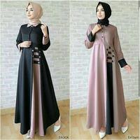 Gambar Baju gamis wanita terbaru model pesta kekinian moscrepe polos size L - Abu-abu dari tokopediia undefined 2 Tokopedia