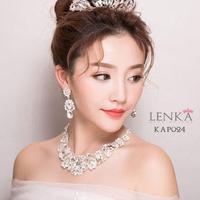 Gambar Kalung Anting Crystal Pesta Pengantin lAksesoris Perhiasan Lenk KAP024 - Putih Silver dari Lenka Wedding Shop undefined 3 Tokopedia