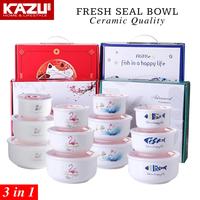 Gambar KAZU CERAMIC BOWL SET CLASSIC MANGKOK SET 3IN1 VACUUM SEAL HAMPERS BOX - Set Mermaid dari Kazu_NEW undefined 1 Tokopedia