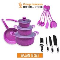 Gambar COD Termurah Panci Set 18pcs Free Spatula dan Pisau Panci Frypan Unik - Merah dari Zentra Bandung undefined 5 Tokopedia