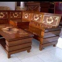 Gambar Furniture meja kursi tamu sudut motif bunga ukiran jati jepara dari Asri Riani undefined 1 Tokopedia