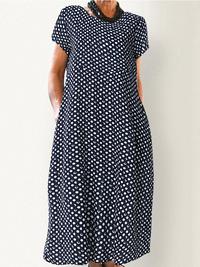Gambar ANG Women Crewneck Polka Dot Print Short Sleeve Midi dari All Night Import undefined 1 Tokopedia