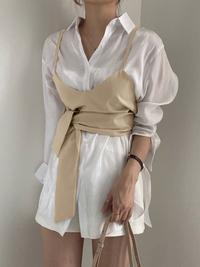 Gambar AN Women Lace Up Cami Lapel Long Sleeve Drawstring Casual Two dari All Night Import undefined 3 Tokopedia