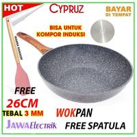 Gambar CYPRUZ Wokpan Marble Series Anti Lengket 26CM KL-0642 FREE SPATULA dari Jawa Electrik undefined 5 Tokopedia