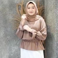 Gambar OUTFIT TERMURAH Simple Top Atasan Blouse Serut Casual Muslim Wanita - Hitam dari Collection Future undefined 1 Tokopedia