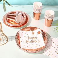 Gambar 200PCS Rose Gold Birthday Plates and Napkins Party Supplies dari Home and Kitchen USA undefined 4 Tokopedia