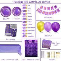 Gambar Purple Party Supplies Purple and Gold Decorations Set 25 Guests dari Home and Kitchen USA undefined 1 Tokopedia