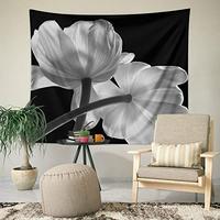 Gambar Black and White Wall Tapestry, Elegant Flower Art Tapestry dari Home and Kitchen USA undefined 5 Tokopedia